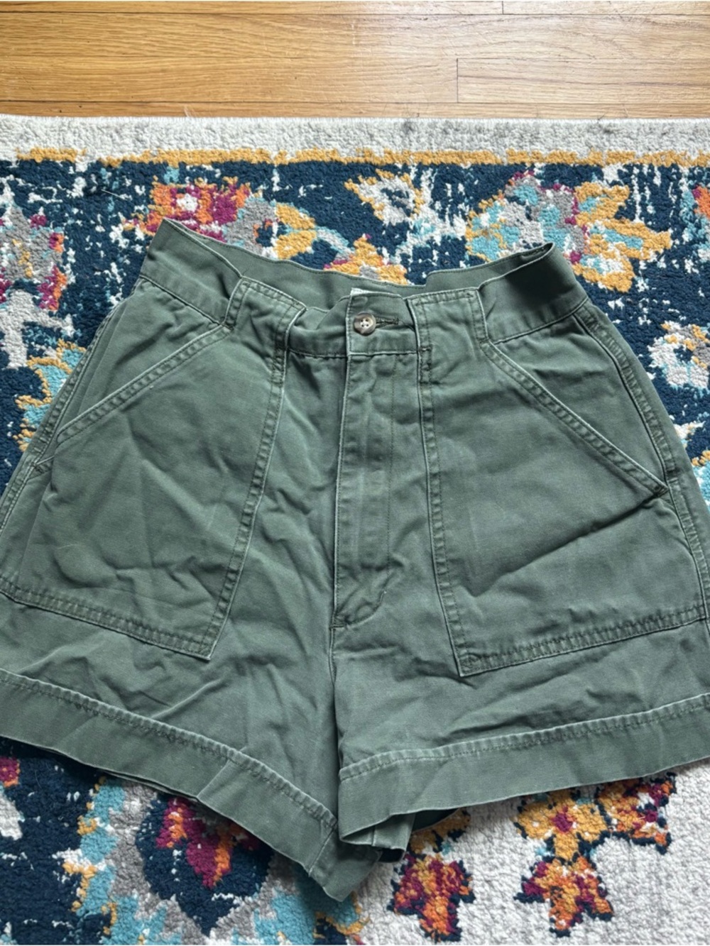 American Eagle Outfitters Olive High-Rise Utility Shorts